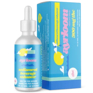 A small bottle of Ayrloom Unflavored Beverage Enhancer tincture with a dropper, featuring a clean, minimalist branding and a green label.