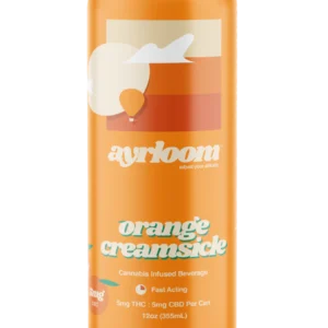 A can of Orange Creamsicle 5mg Cannabis Infused Beverage with a clean, rustic label featuring a blend of orange and creamy white colors.
