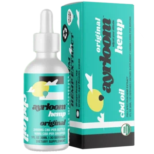 A small bottle of Organic Unflavored CBD 2,400mg oil with a dropper, featuring a clean, minimalist label.