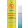 A sleek all-in-one cannabis oil vape pen with vibrant yellow and green branding, featuring a subtle pineapple icon and a tropical feel.